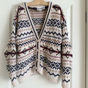 Vintage Chico’s Fair Isle Knit Cardigan Sweater